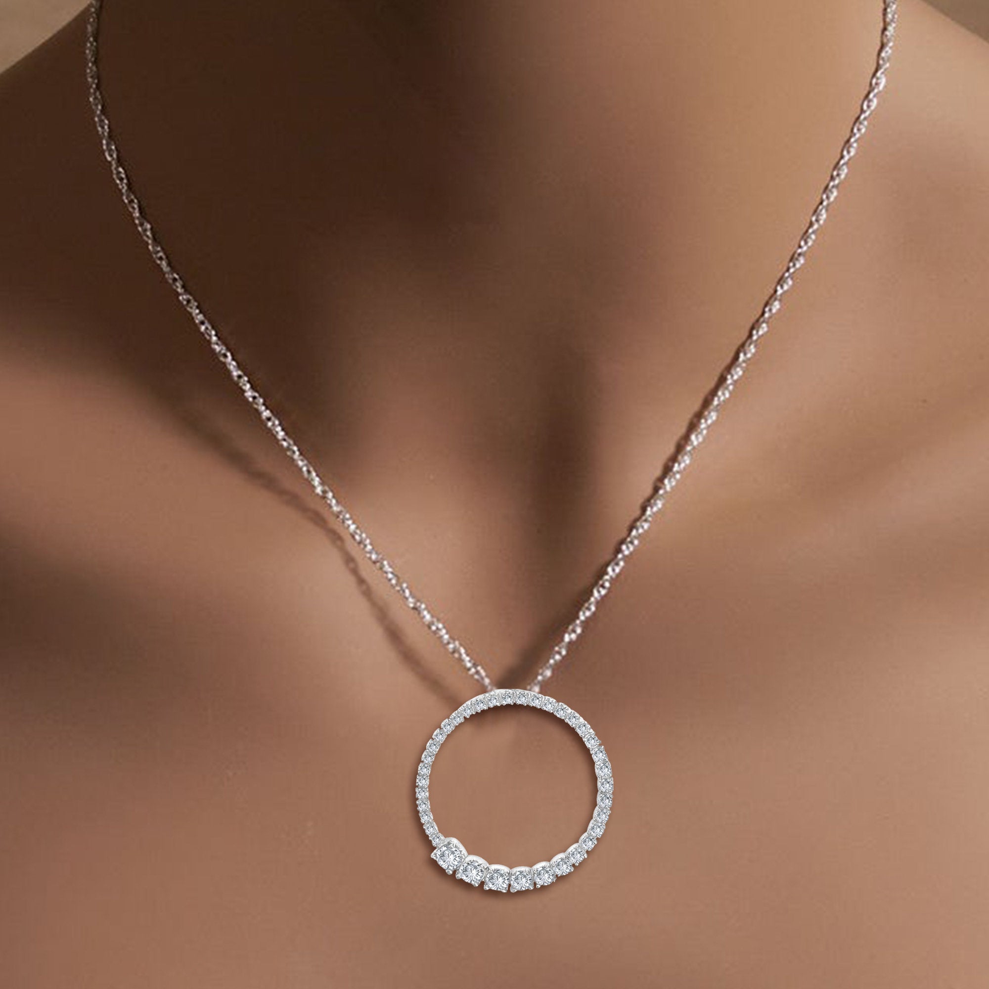 Journey Circle of Life Diamond Necklace 1.20ttw 14k White Gold