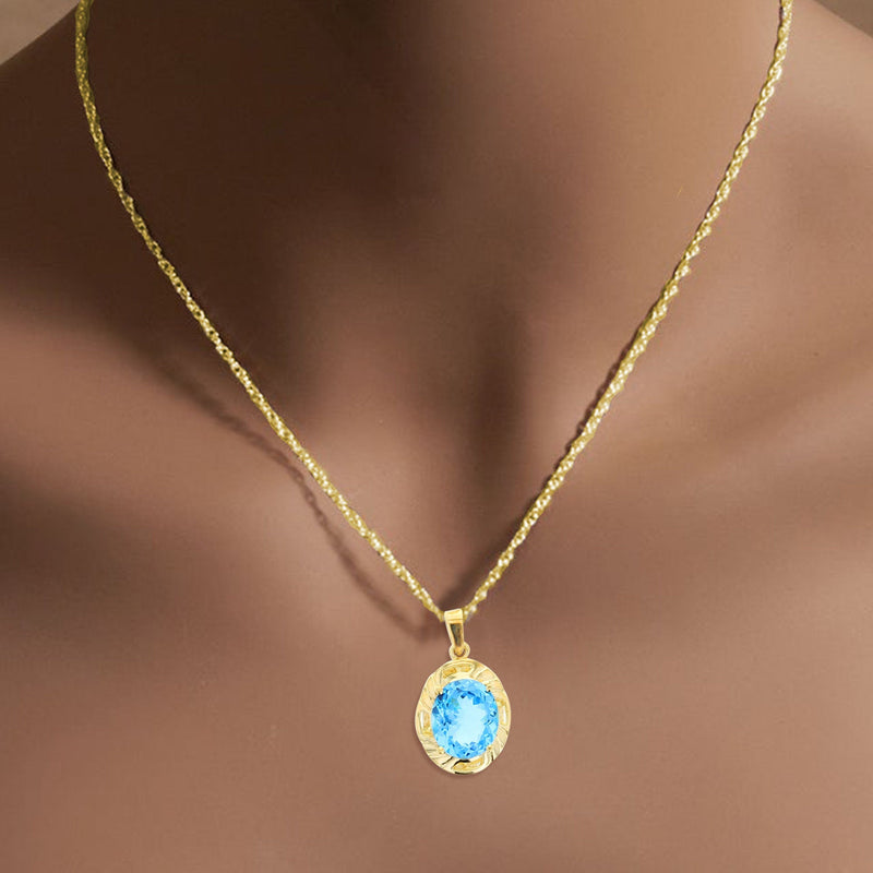 Sky Blue Topaz Pendant 8.21cttw 14k Yellow Gold