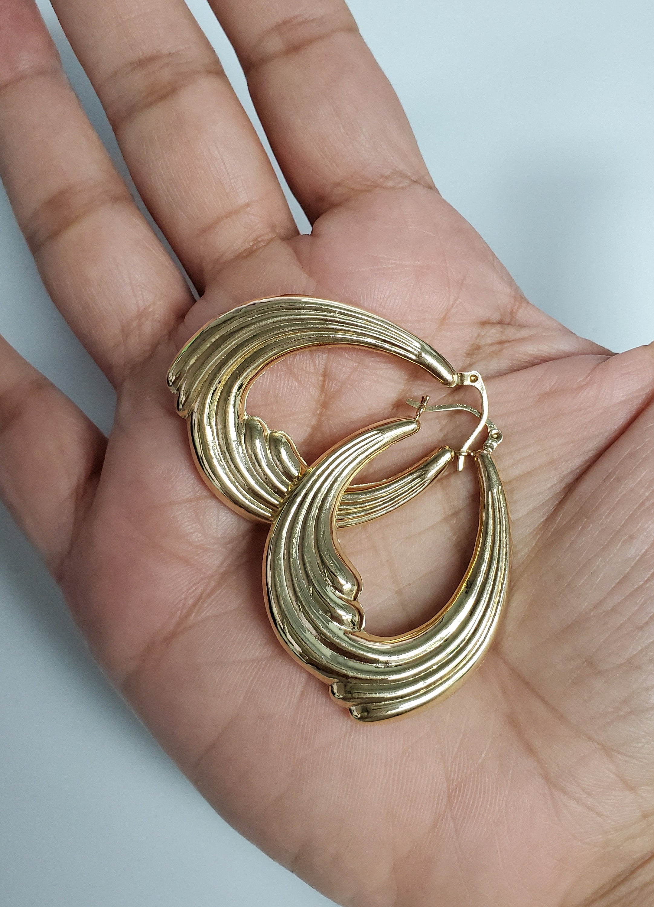 Polished Wave Style Hoops 14k Yellow Gold