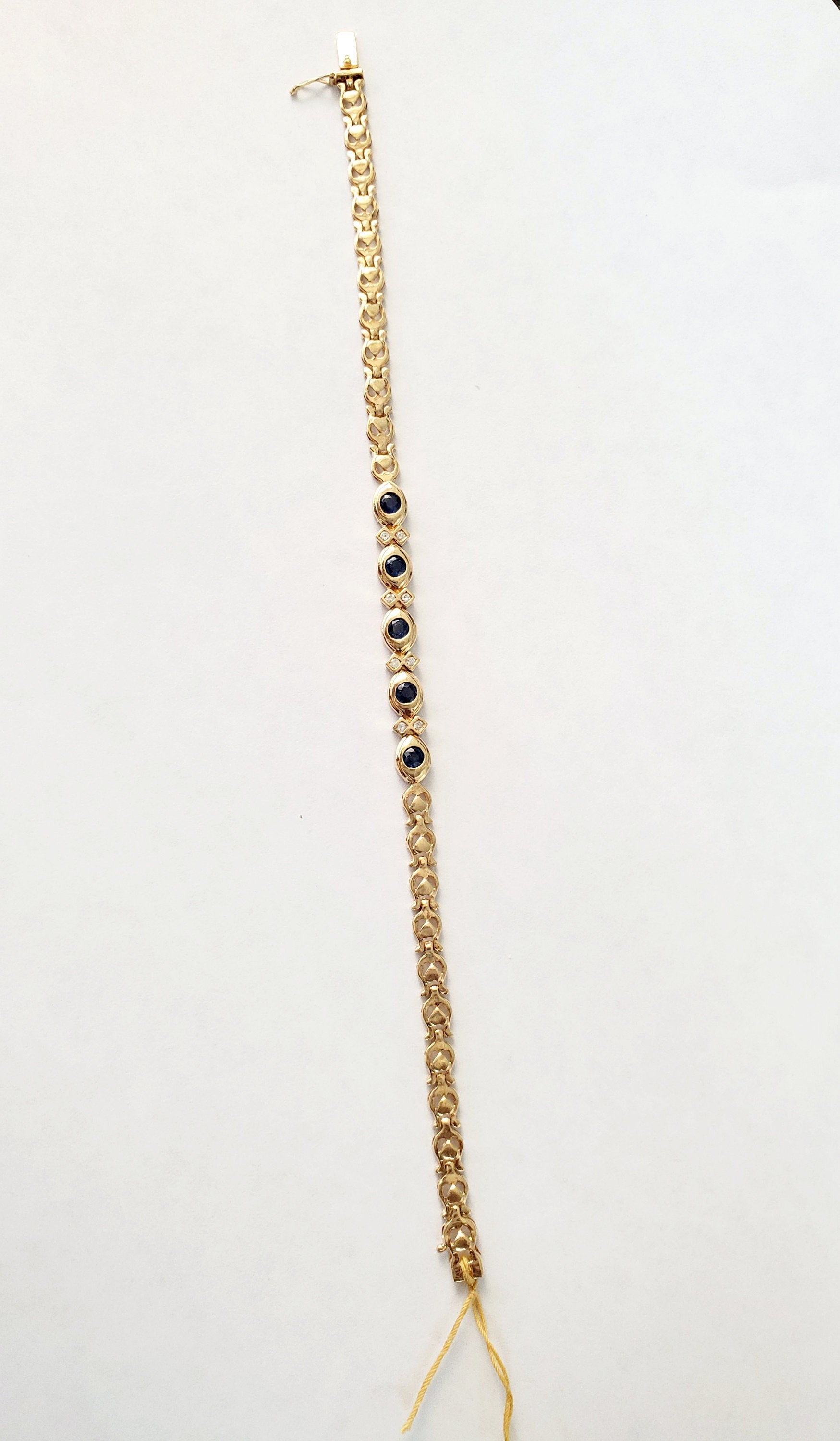 Sapphire Diamond Tennis Bracelet .75cttw 14k Yellow Gold