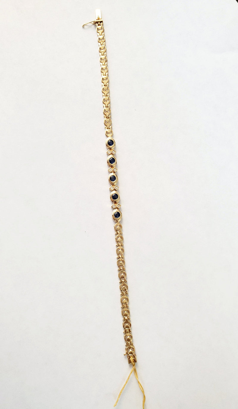 Sapphire Diamond Tennis Bracelet .75cttw 14k Yellow Gold