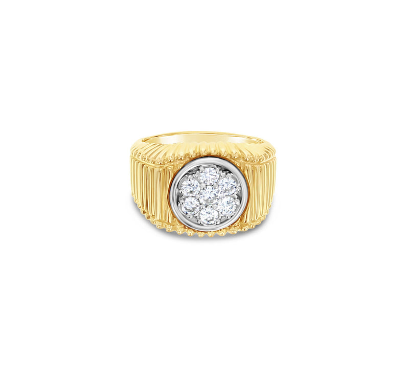 Men's Diamond Cluster Ring .75cttw 14k Yellow Gold