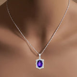 Vintage Amethyst Pendant 7.77cttw 14k White Gold