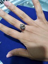 Sapphire Diamond Cluster Ring .81cttw 14k Yellow Gold