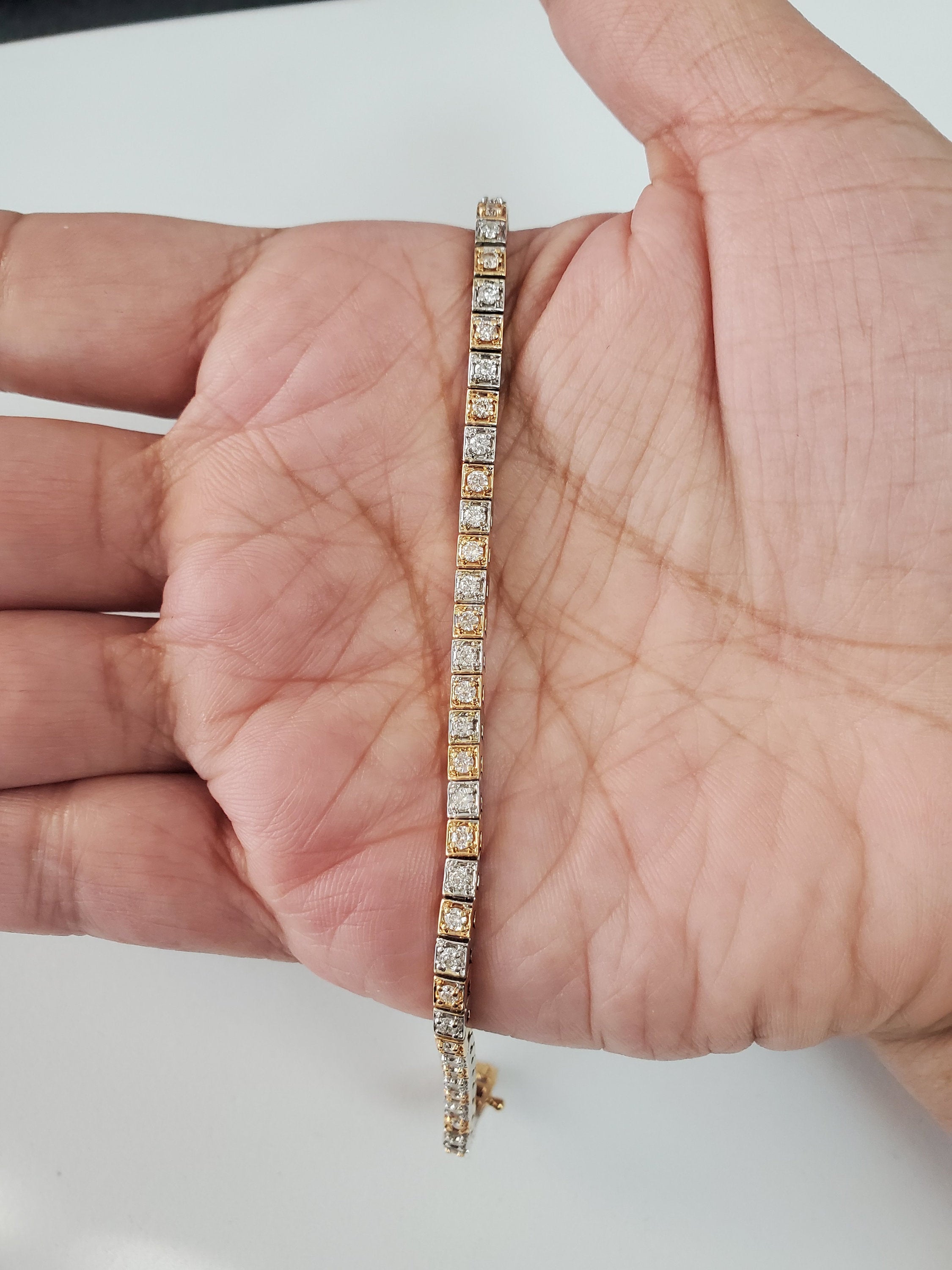 Two Toned Rose & White Gold Diamond Tennis Bracelet 1.57cttw