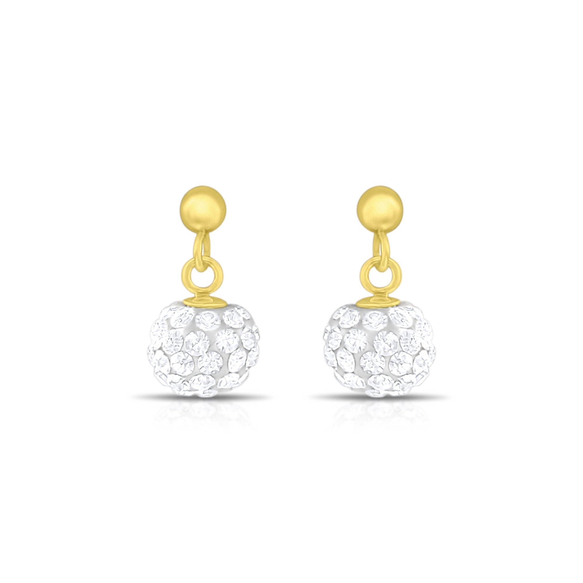 Cubic Zirconia CZ Dangling Earrings 14k Yellow Gold