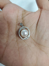 Freshwater Pearl Diamond Pendant .29cttw 14k White Gold