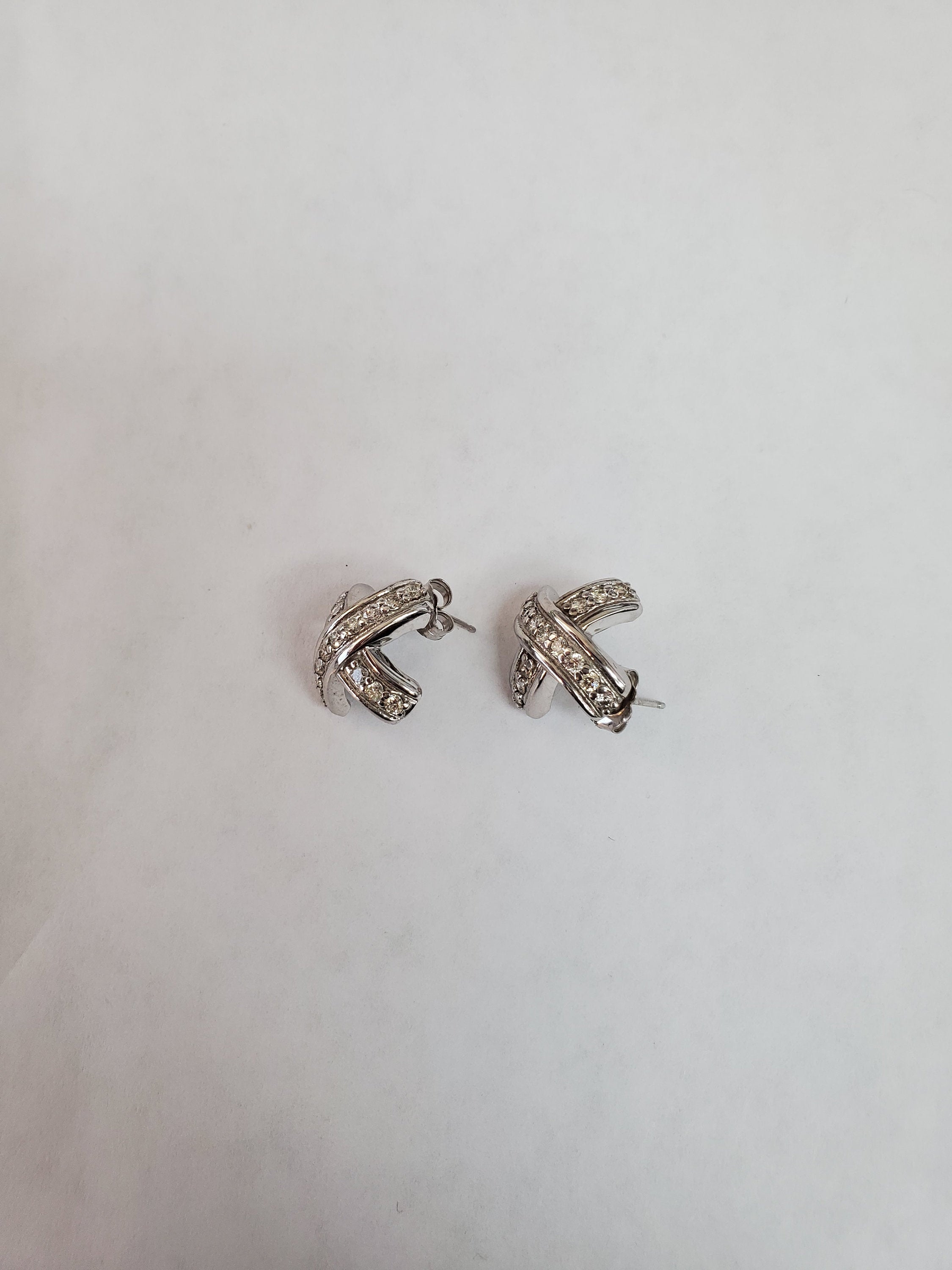 Diamond X Cluster Earrings 1.00cttw 14k White Gold