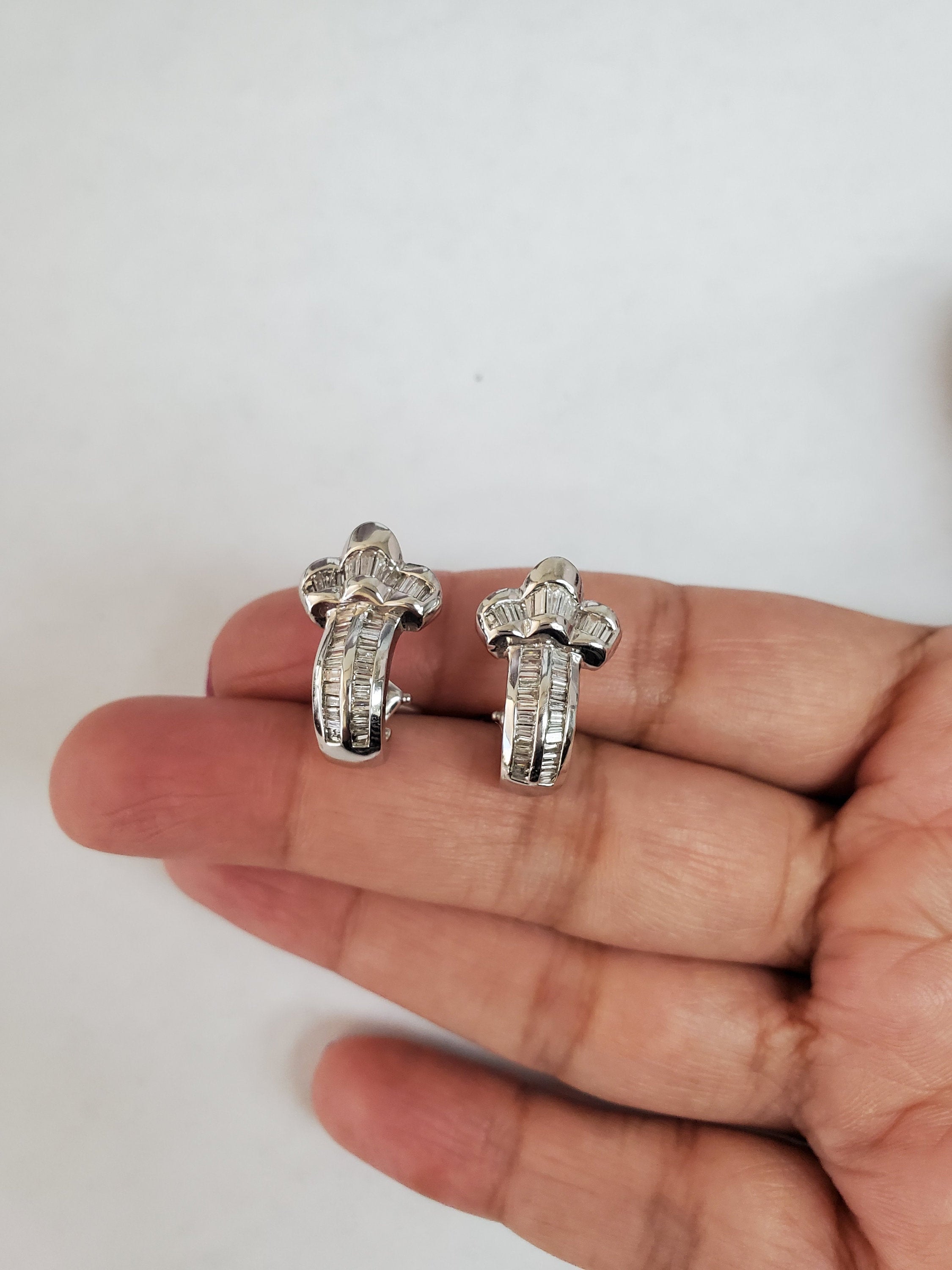 Diamond Baguette Earrings 1.00cttw 14k White Gold