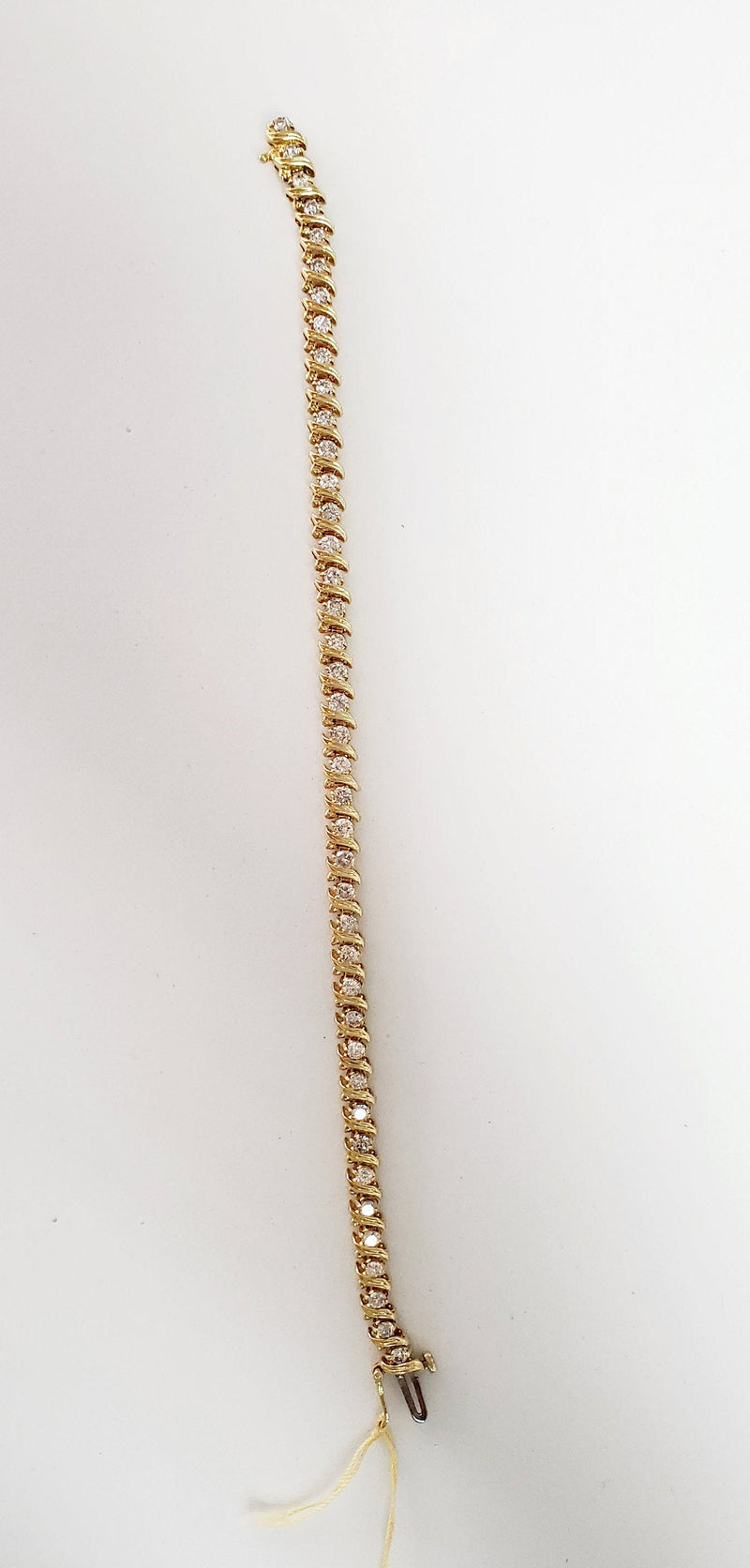 S Style Diamond Tennis Bracelet 3.50cttw 14k Yellow Gold