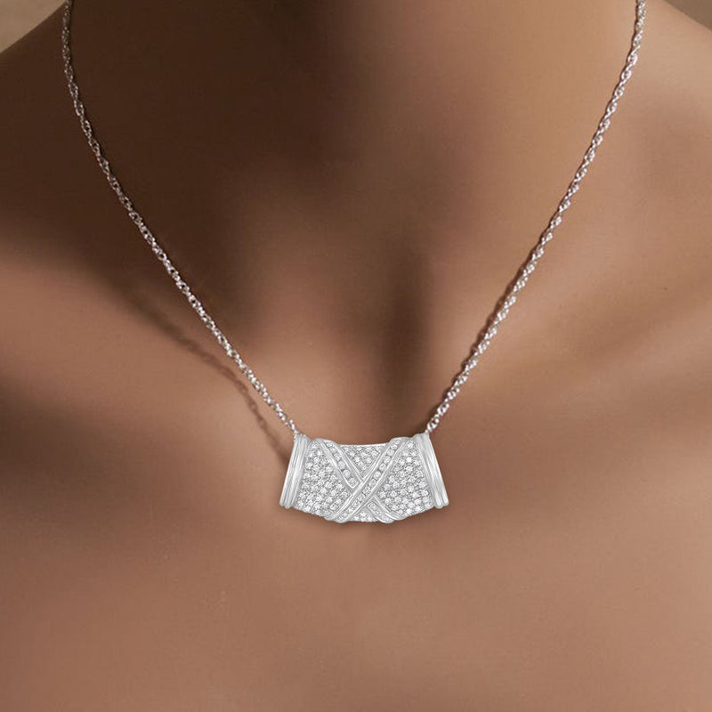 Pave Diamond Roundel Necklace 1.50cttw 14k White Gold