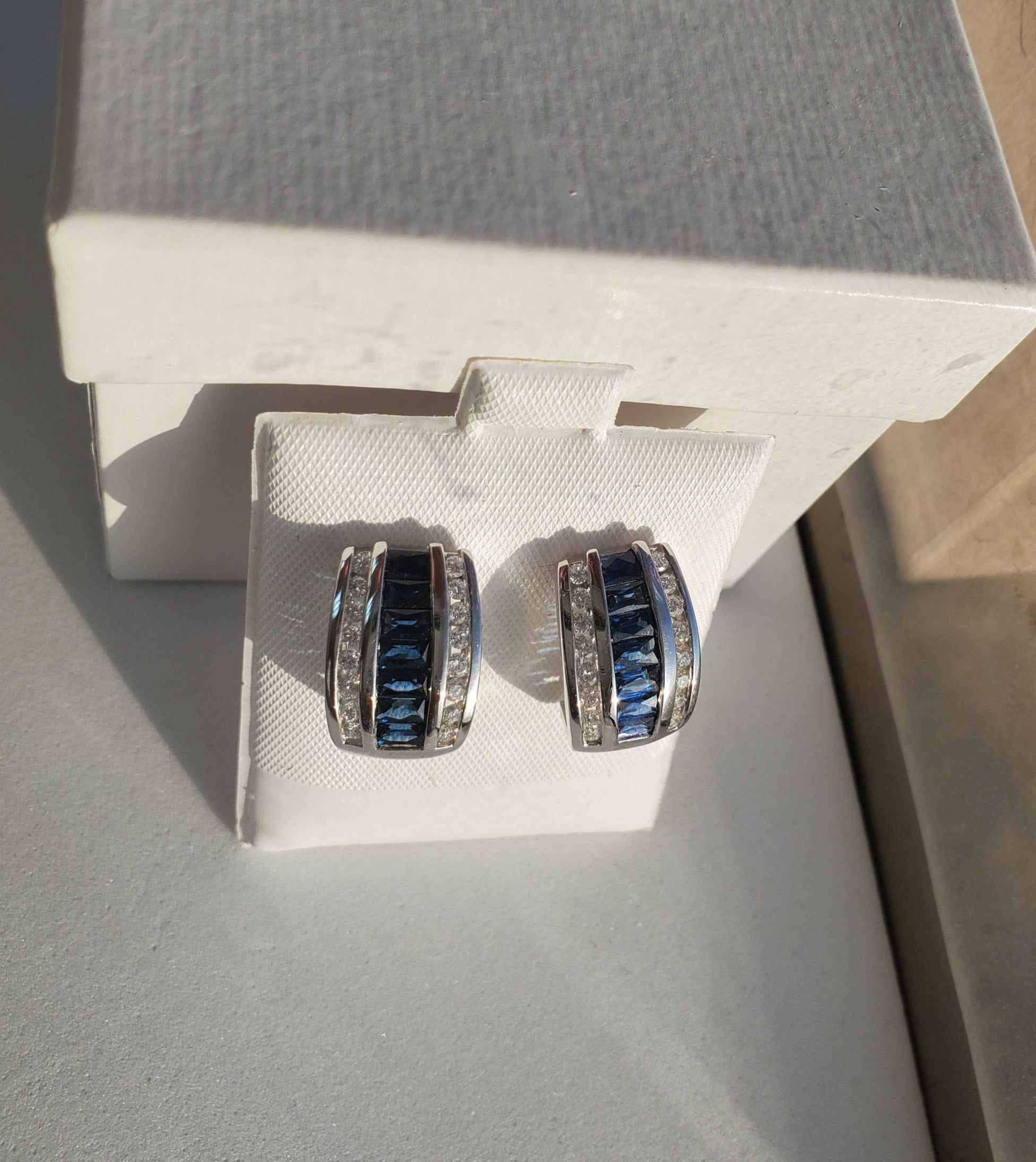 Sapphire Diamond Statement Earrings 2.52cttw 14k White Gold