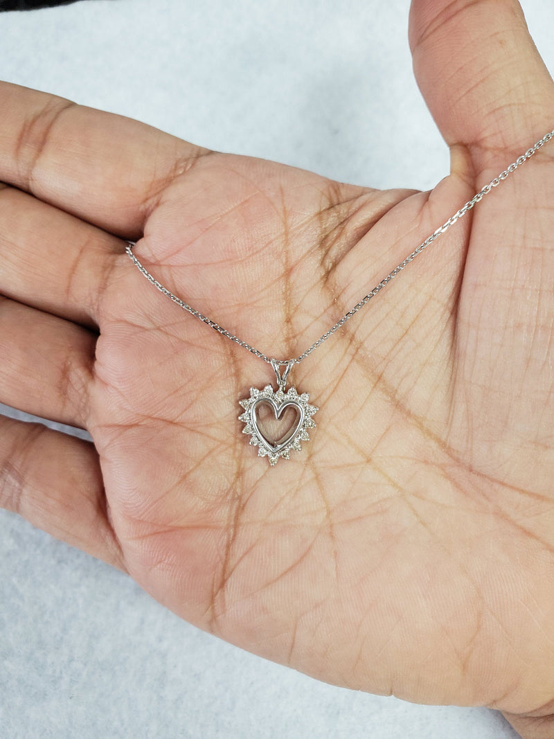Small Diamond Heart Pendant .25ttw 14k White Gold