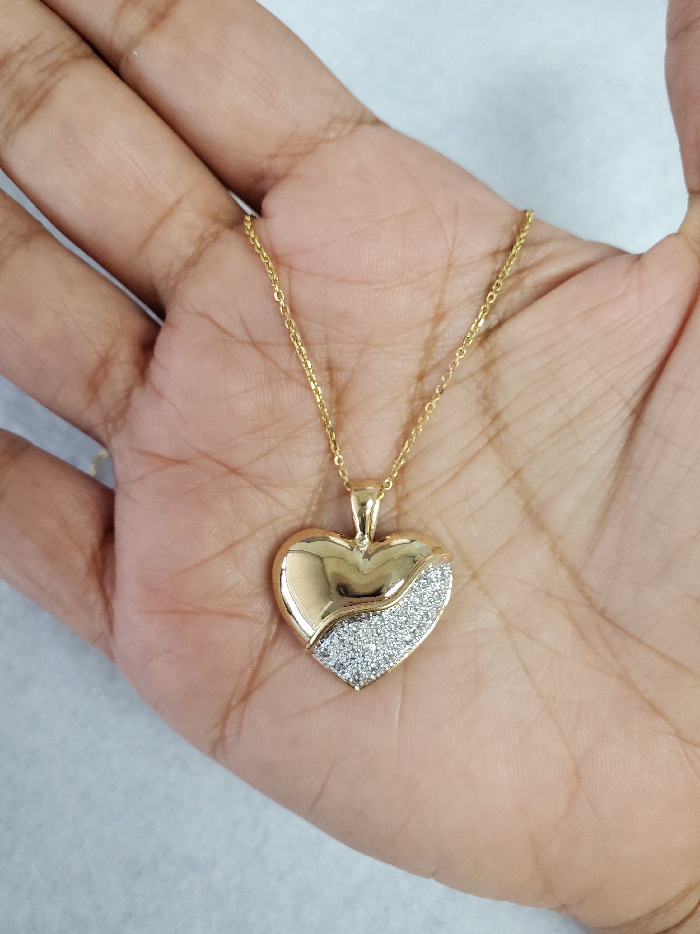 Heart Shaped Diamond Pave Pendant .20cttw 14k Yellow Gold