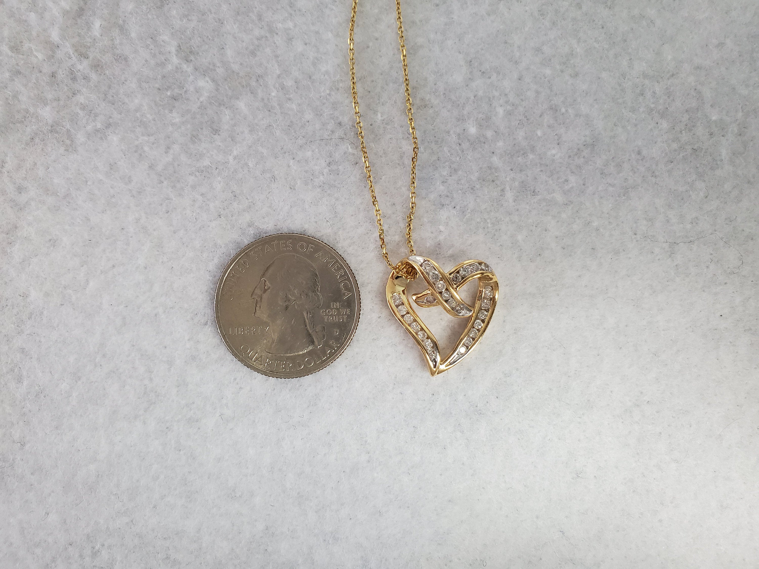 Diamond Floating Heart Pendant .50cttw 14k Yellow Gold