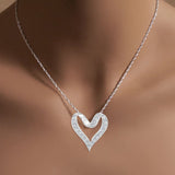 Floating Diamond Heart Pendant .85cttw 14k White Gold