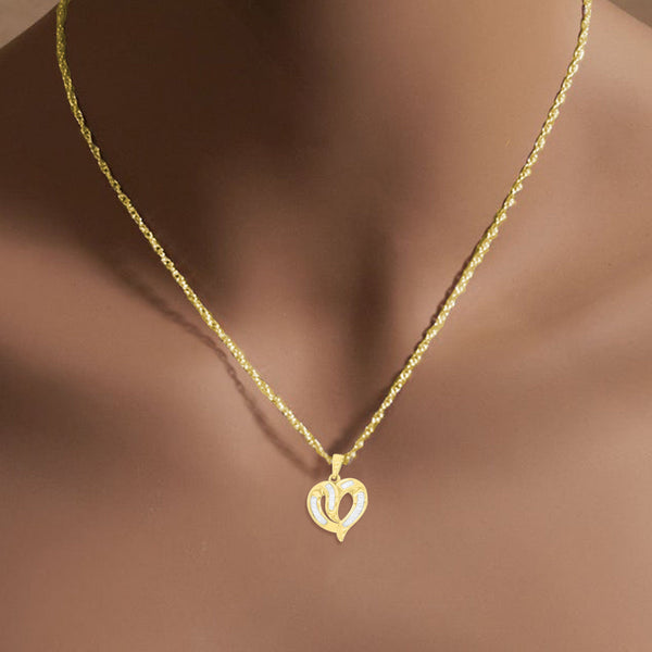 Heart Shaped Baguette Diamond Pendant .50cttw 14k Yellow Gold