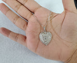 Diamond Encrusted Heart with Rope Trim 1.30cttw 14k White Gold