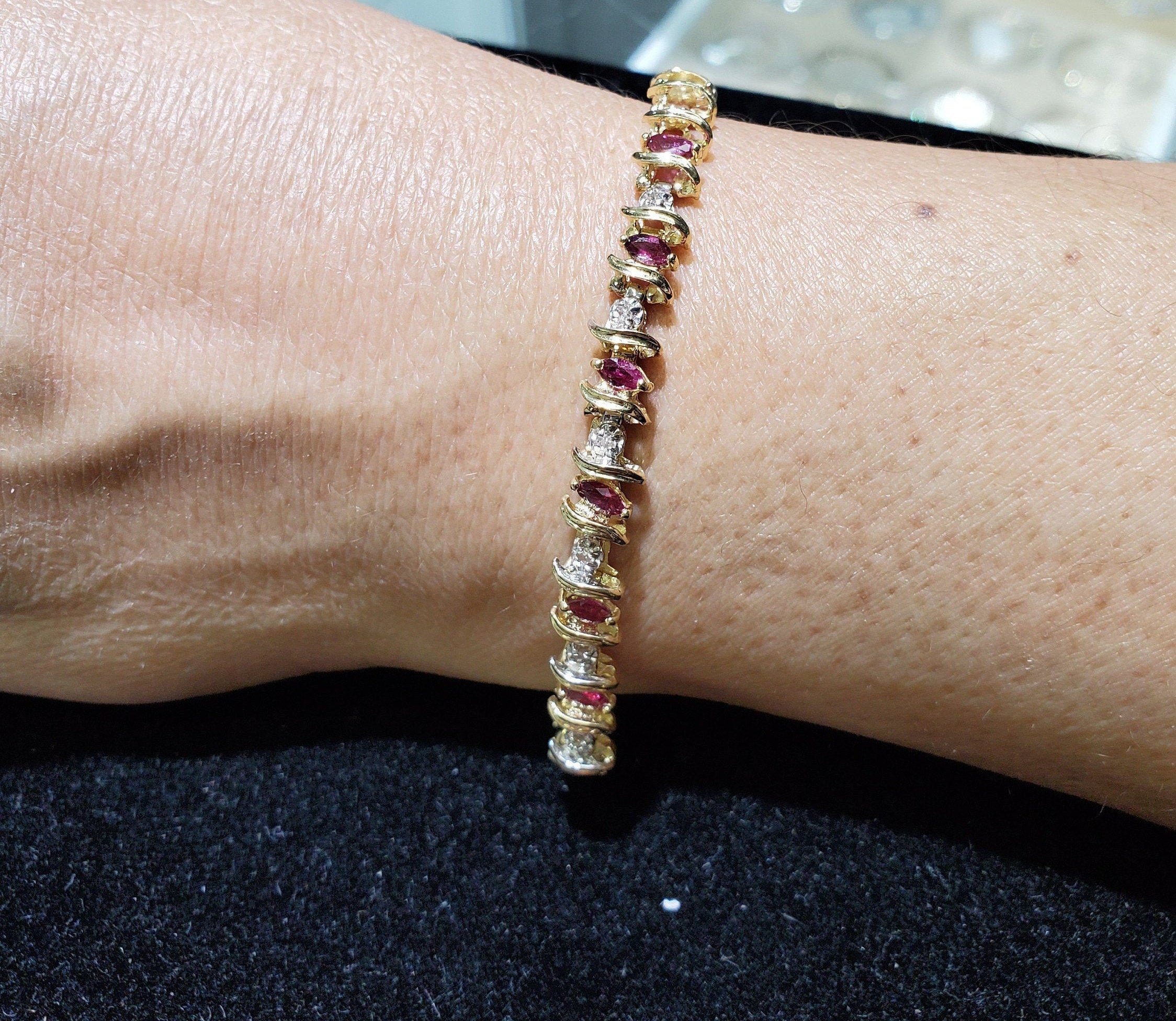 Ruby & Diamond Tennis Bracelet 2.00cttw 14k Yellow Gold