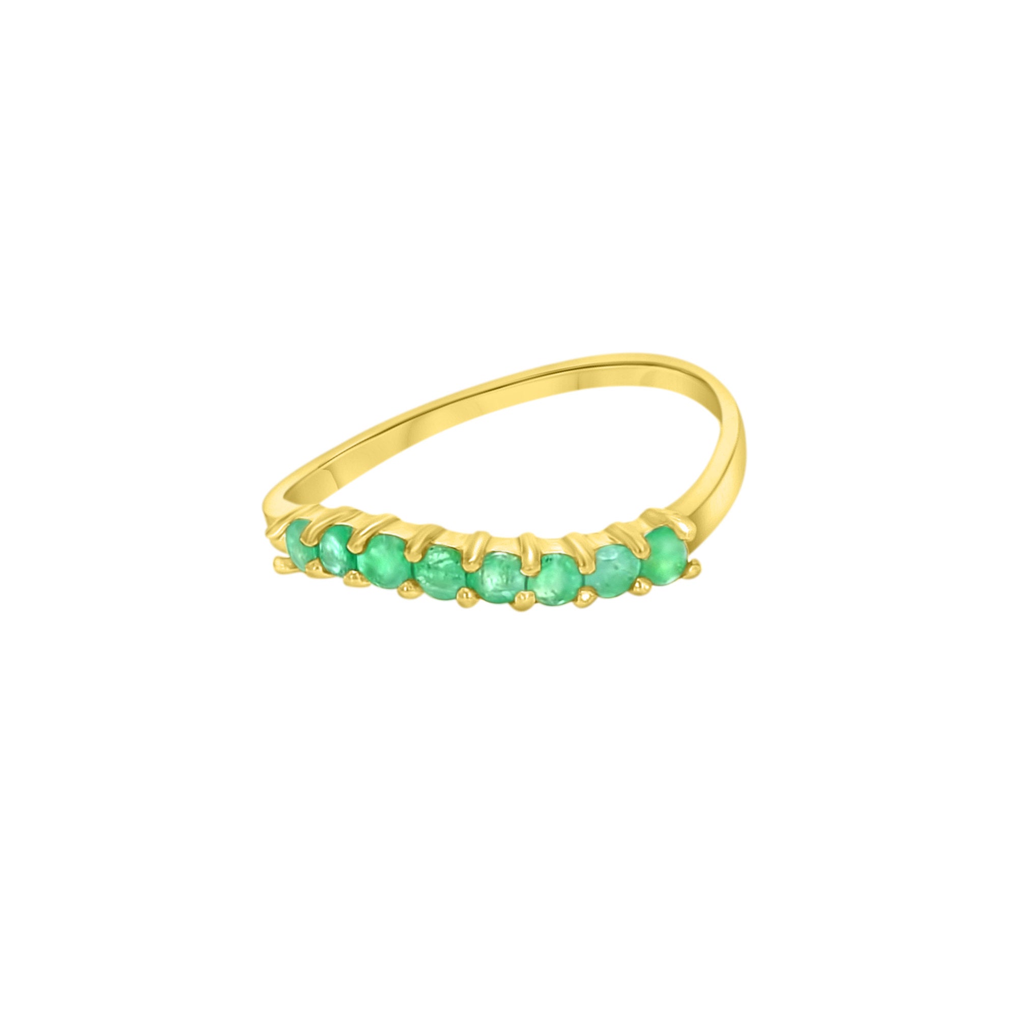 Emerald, Ruby or Sapphire Stackable Rings 14k Yellow Gold