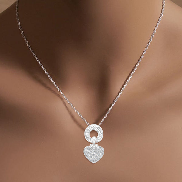 Heart Shaped Pave Pendant .35cttw 14k White Gold