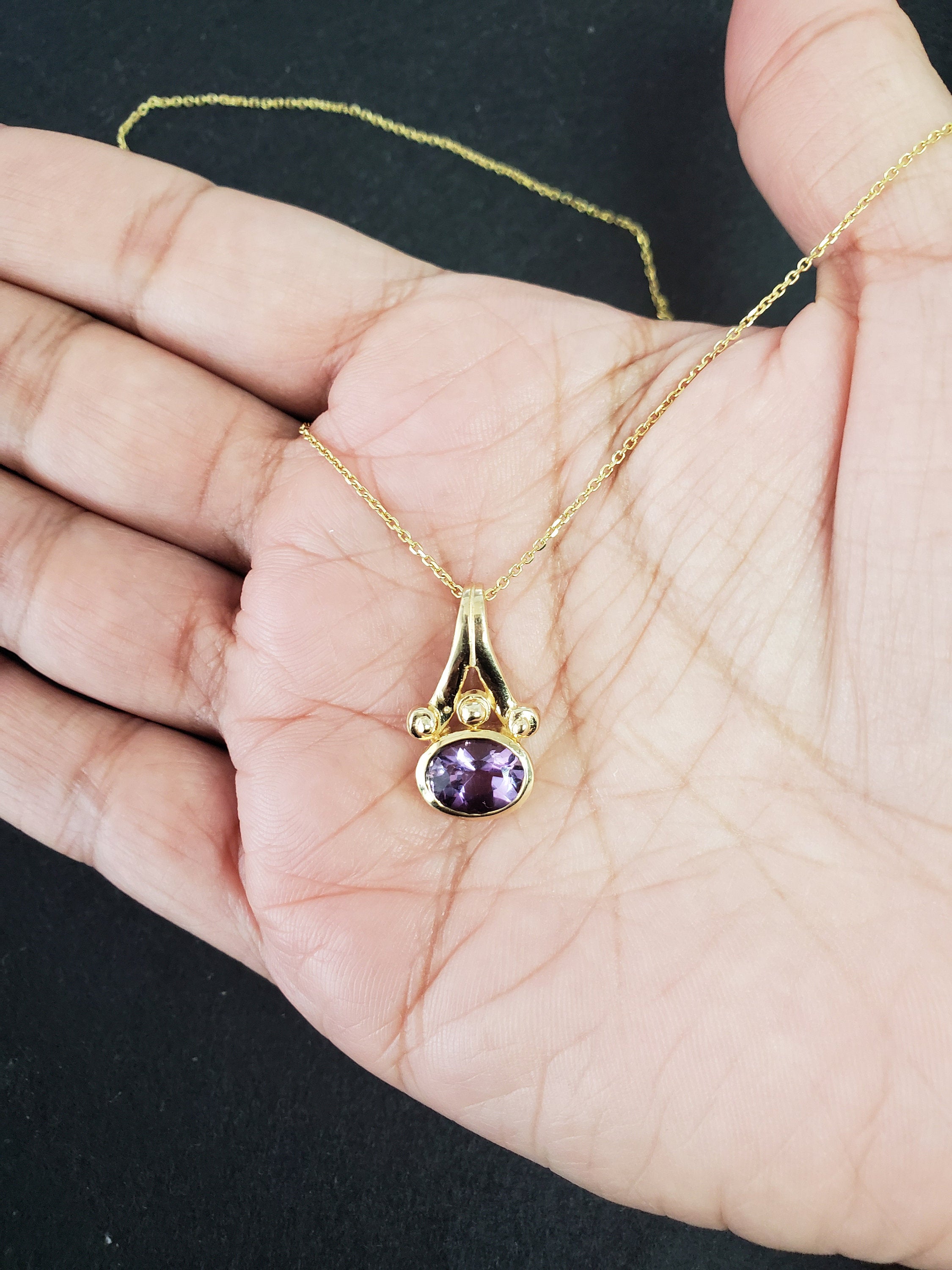 Oval Amethyst Pendant 3.00cttw 14k Yellow Gold