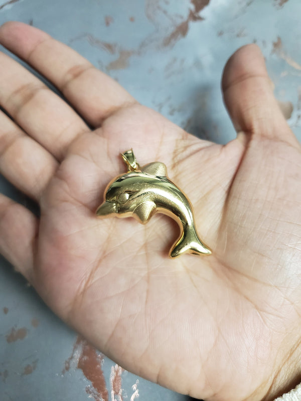 Polished Dolphin Pendant 14k Yellow Gold