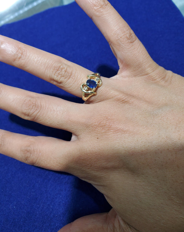 Sapphire Diamond Ring 14K Yellow Gold