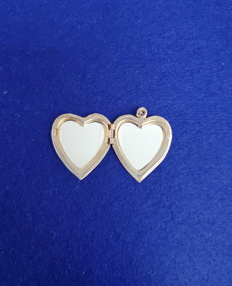 Heart Shaped Locket with Heart design 14k Yellow Gold