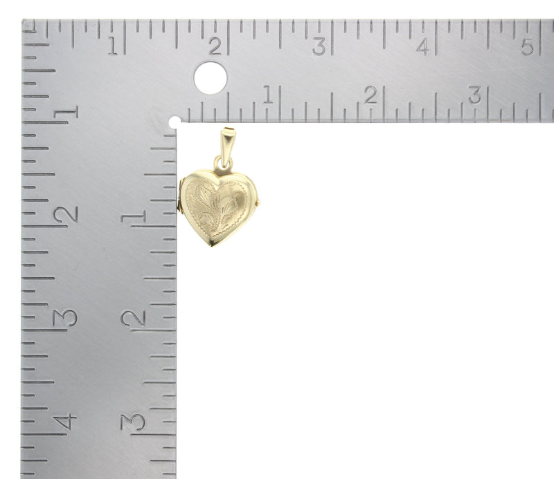Heart Shaped Locket with Calla Lily Design 14k Yellow Gold