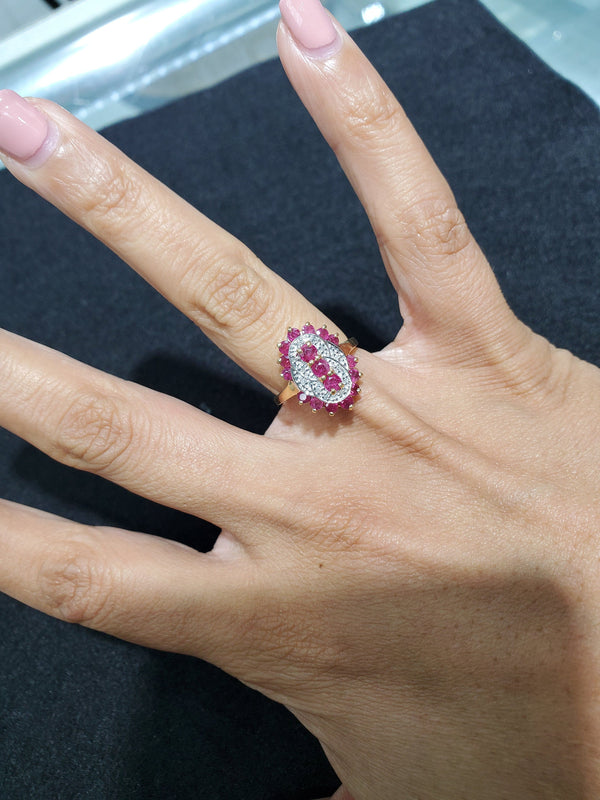 Diamond Sapphire Ring/Ruby Diamond Ring 10k Yellow Gold