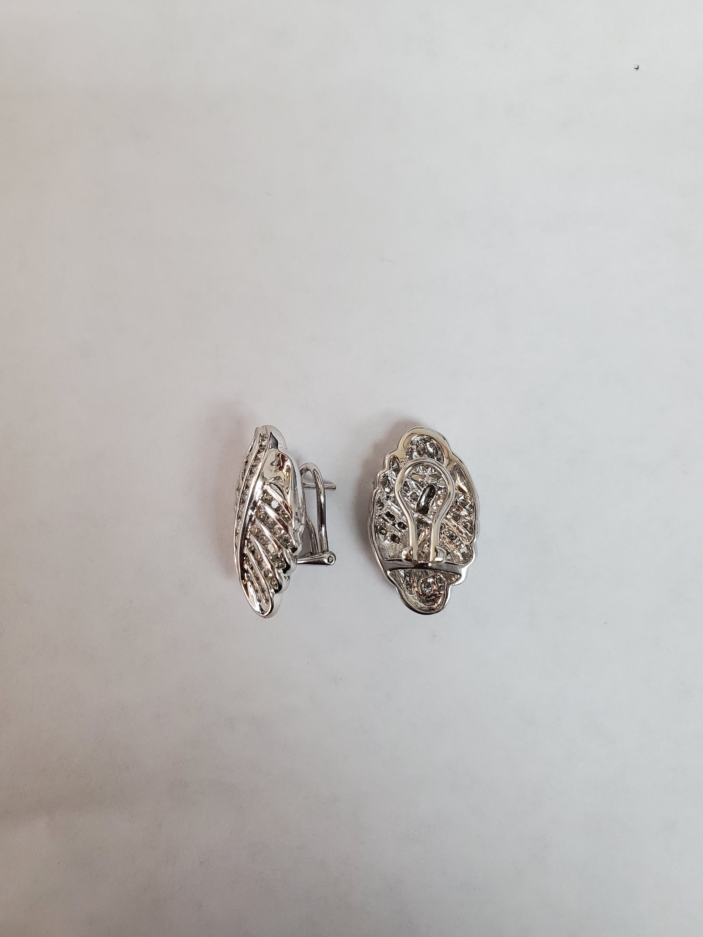 Diamond Cluster Leaf Design Earrings 2.07cttw 14k White Gold