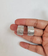 Baguette Diamond Cluster Statement Clip On Earrings 2.32cttw 18k White Gold
