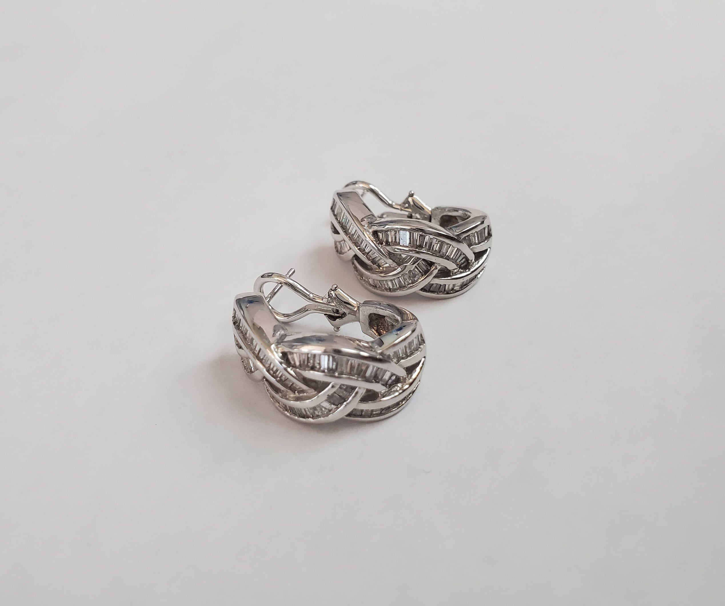 Braid Style Diamond Earrings 1.54cttw 14k White Gold