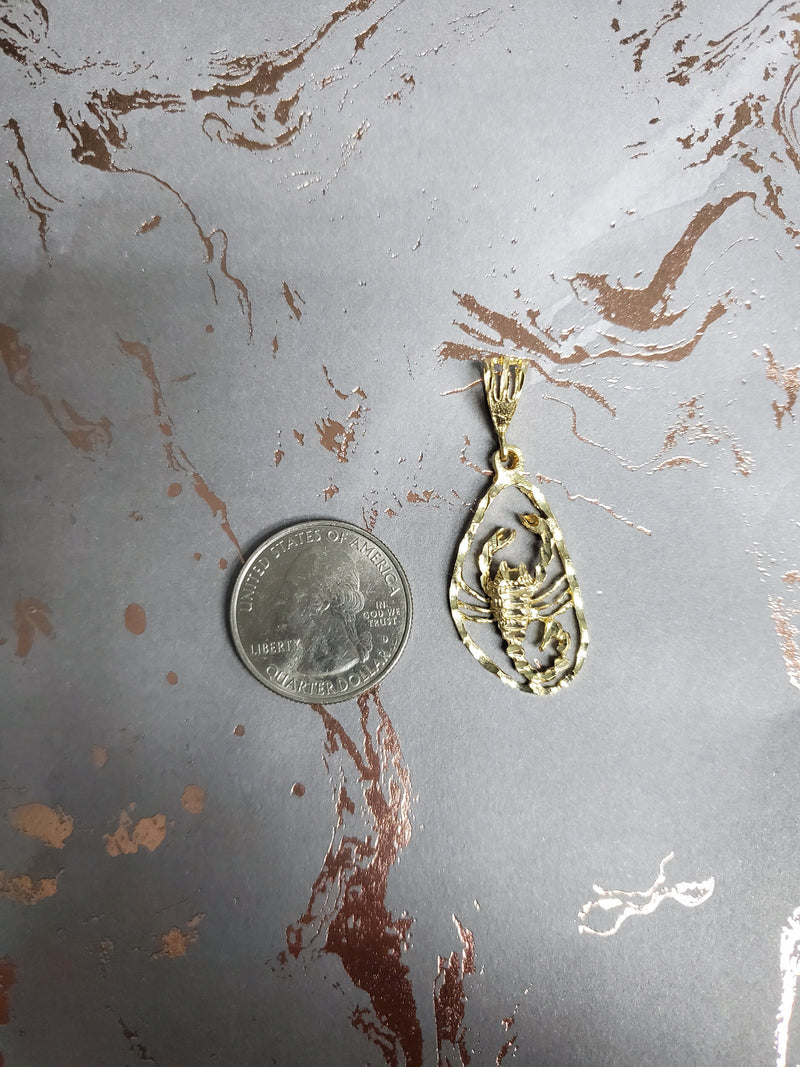 Scorpion Pendant with Diamond Cuts 14k Yellow Gold