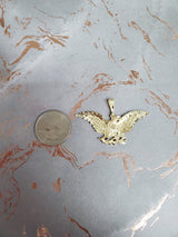 Eagle Perched on Branch with Diamond Cuts 14k Yellow Gold