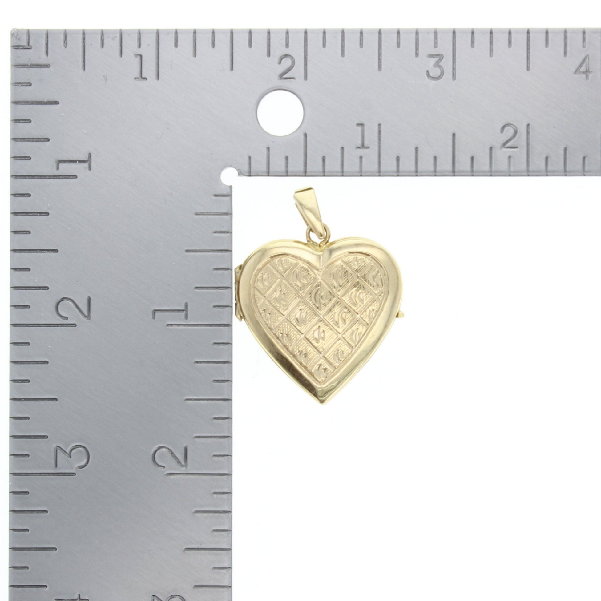 Heart Shaped Gold Locket with Textured Design 14k Yellow Gold