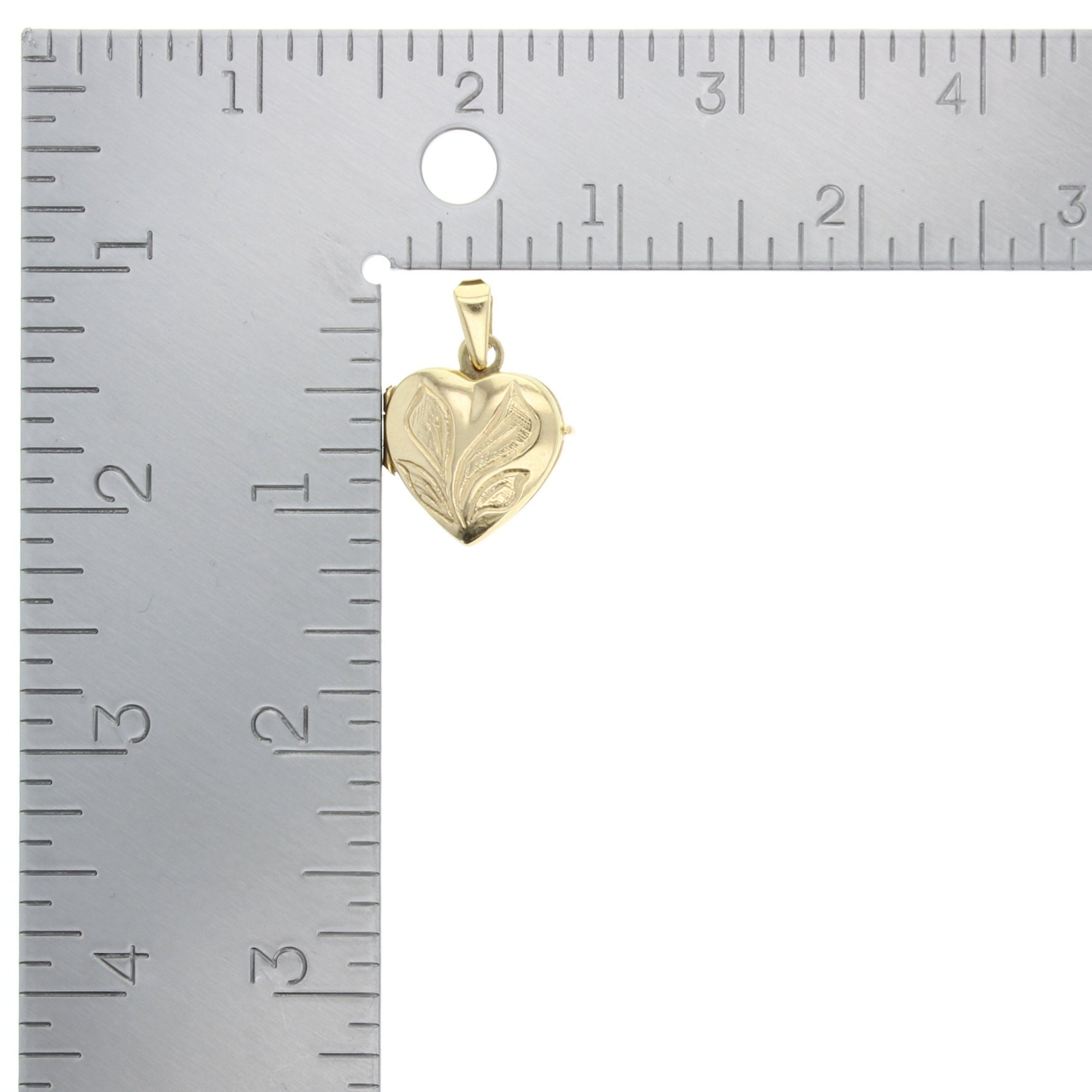 Heart Shaped Gold Locket with Calla Lily Design 14k Yellow Gold