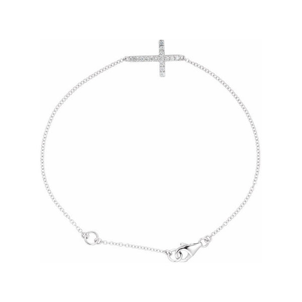 Sideways Cross Diamond Bracelet 1/5cttw 14K White Gold