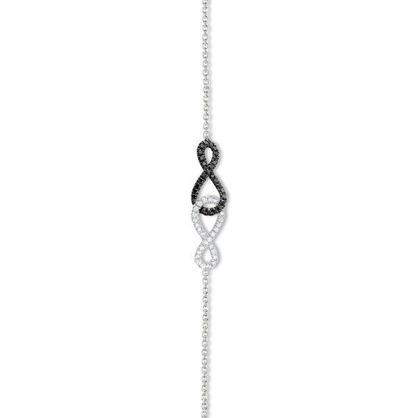 Black & White Diamond Infinity Bracelet/Anklet .20cttw 14k White Gold