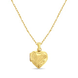Heart Shaped Gold Locket with Calla Lily Design 14k Yellow Gold