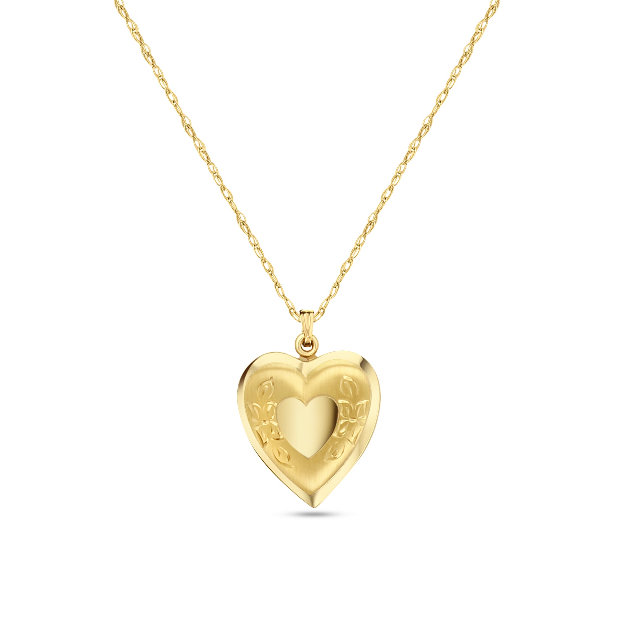 Heart Shaped Locket with Heart design 14k Yellow Gold