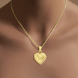Shell Textured Heart Shaped Gold Locket 14k Yellow Gold