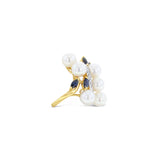 Freshwater Pearl, Sapphire & Diamond Cluster Ring 14k Yellow Gold