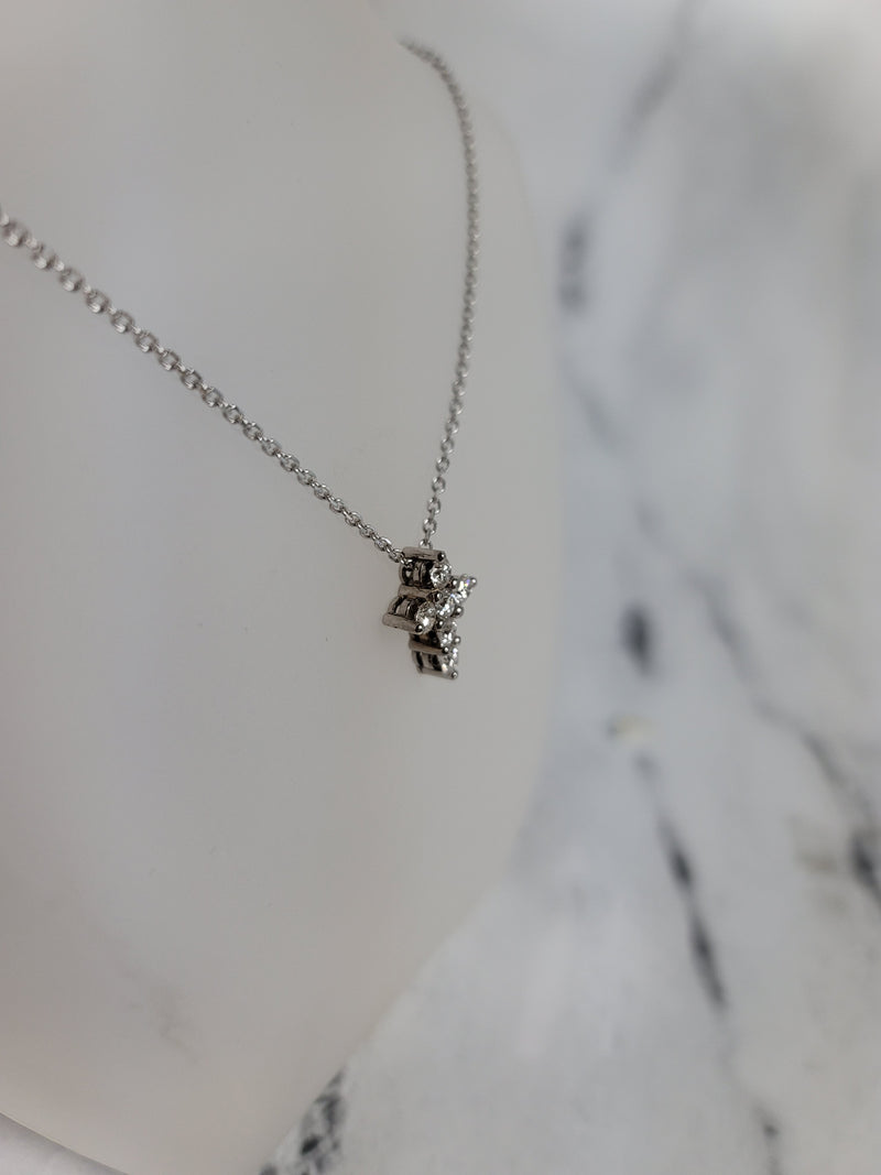 Dainty Small Diamond Necklace .92cttw 14k White Gold