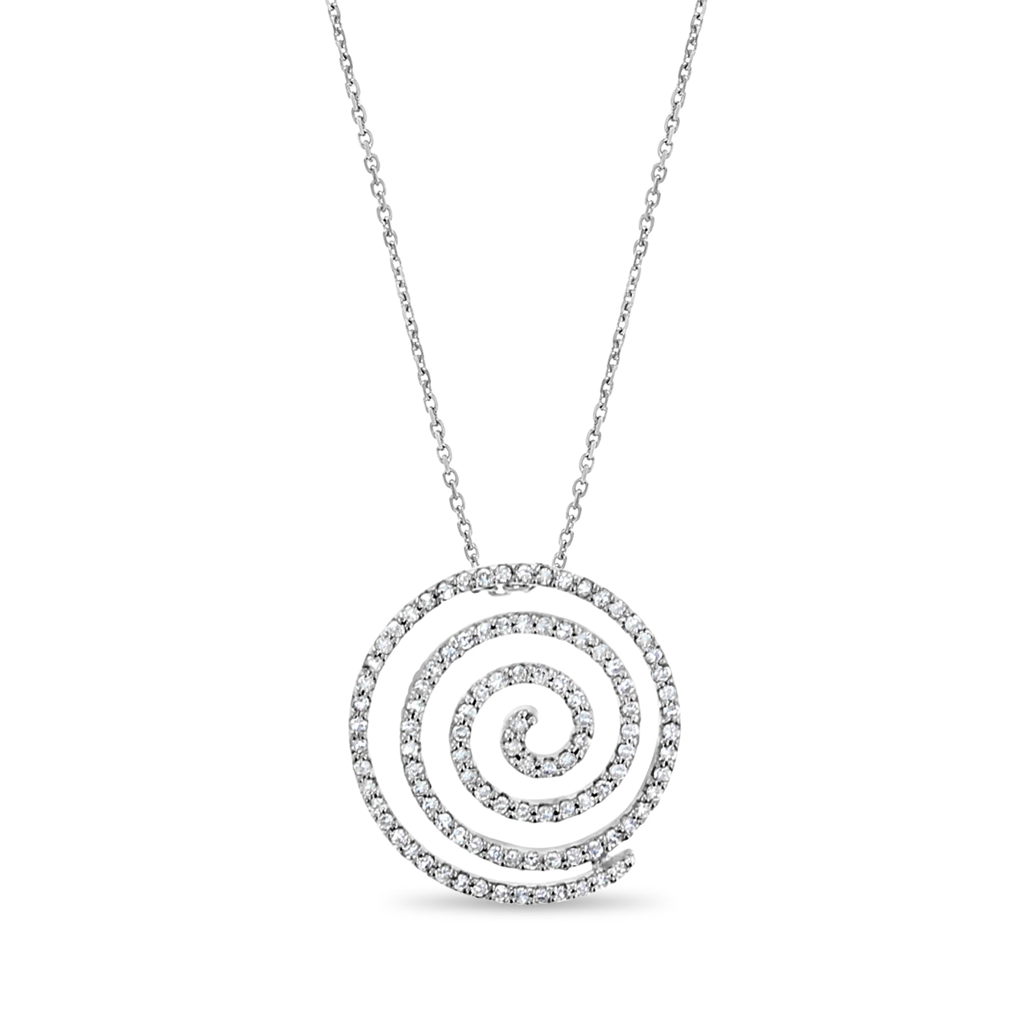 Circular Pave Diamond pendant .45cttw 14k White Gold