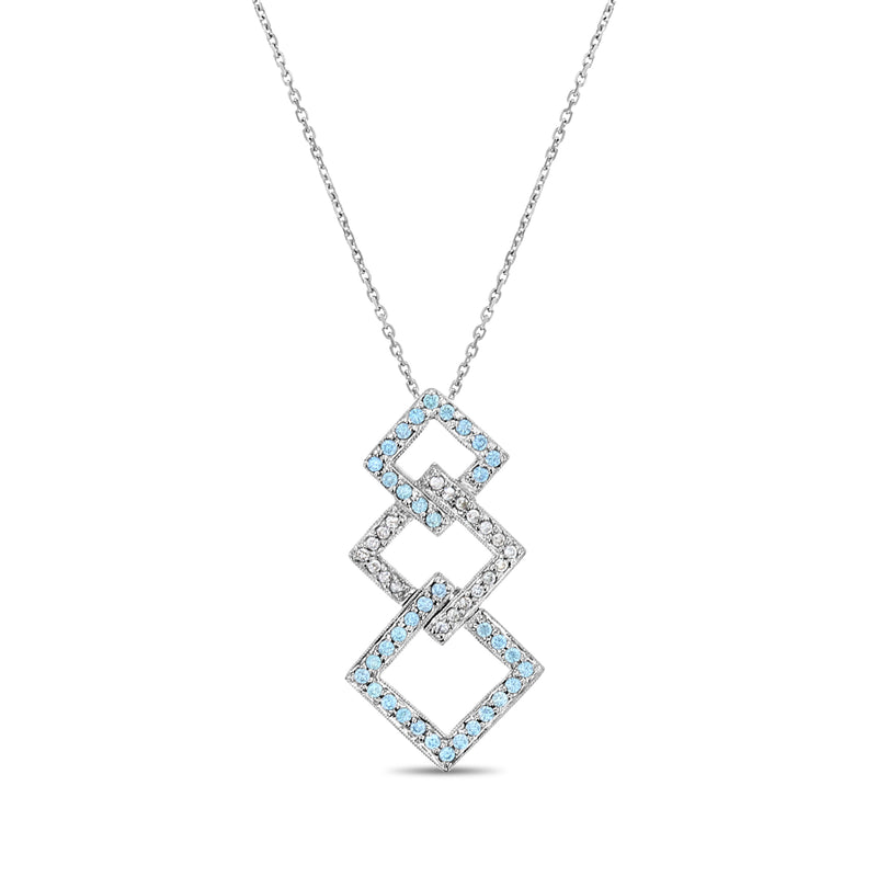 Blue Topaz & Diamond Pendant .58cttw 14k White Gold