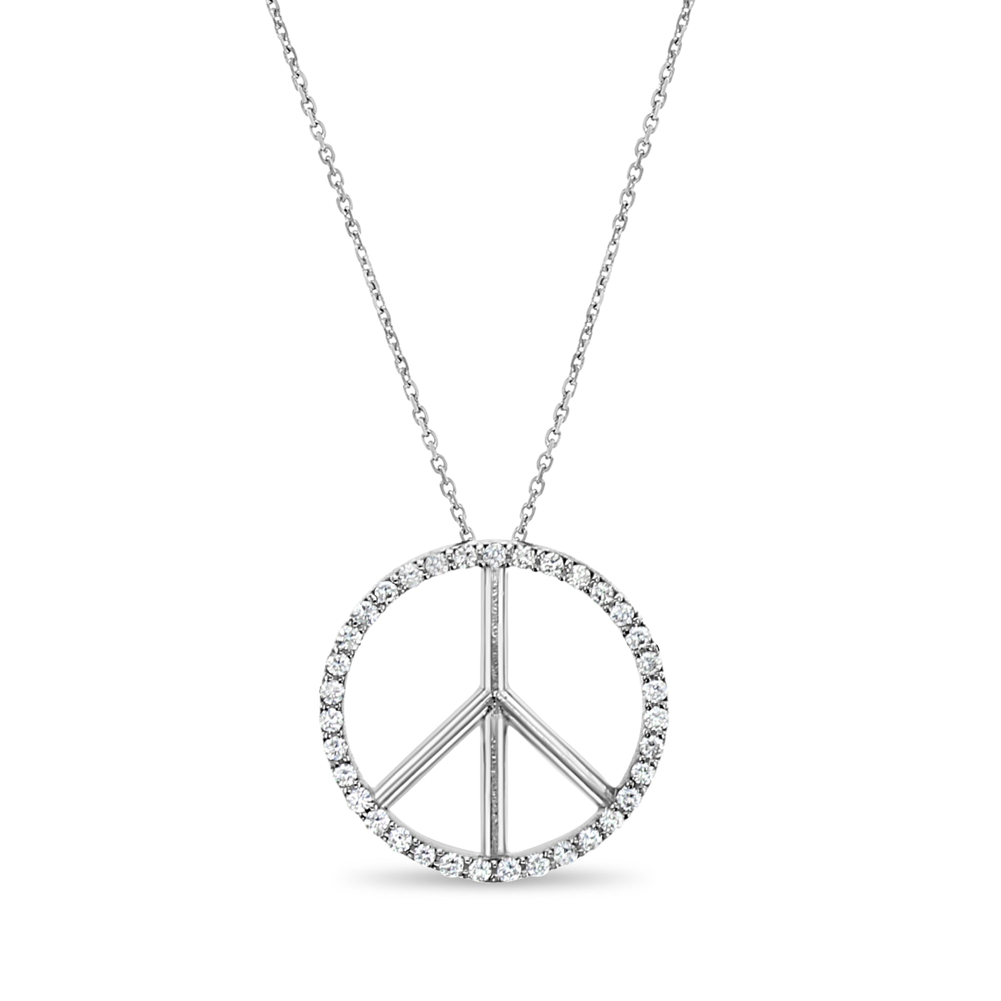 Collier Paix en diamant 0,35 ct en or blanc 14 carats