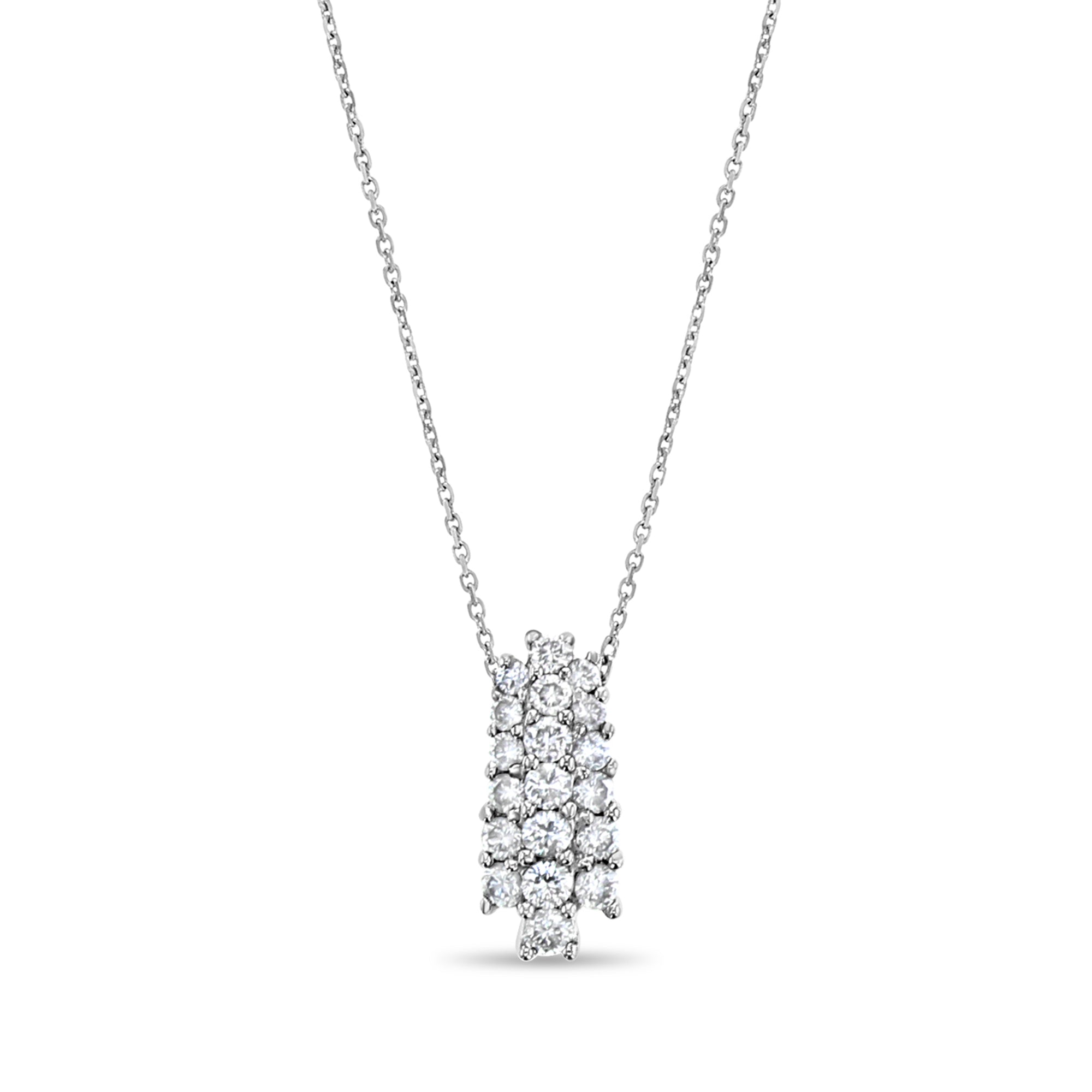 Collier avec diamants en grappe de 0,80 ct en or blanc 14 carats