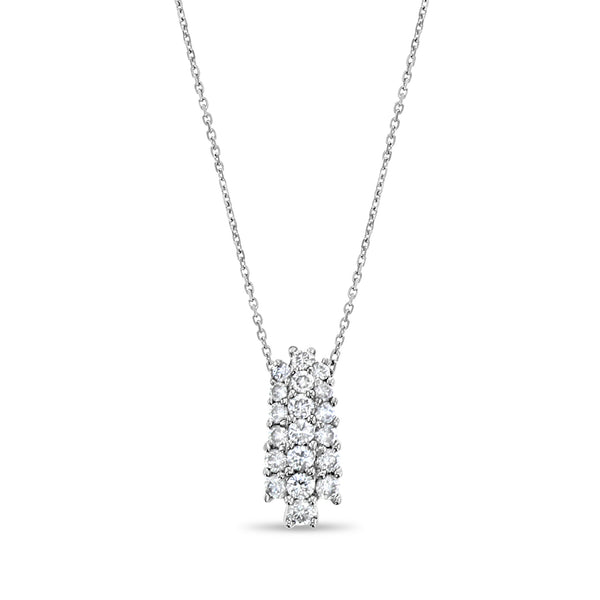 Cluster Diamond Necklace .80cttw 14k White Gold